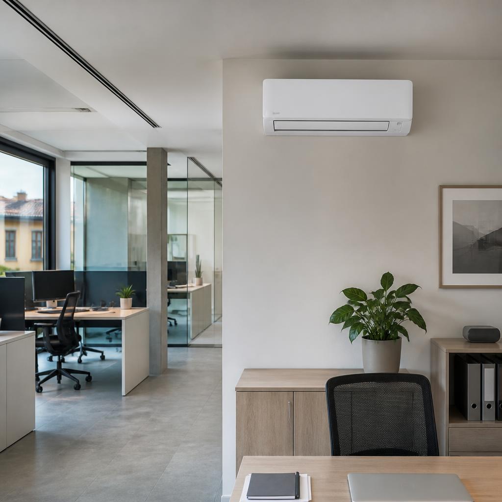 Climatizzatore a parete in un ufficio contemporaneo